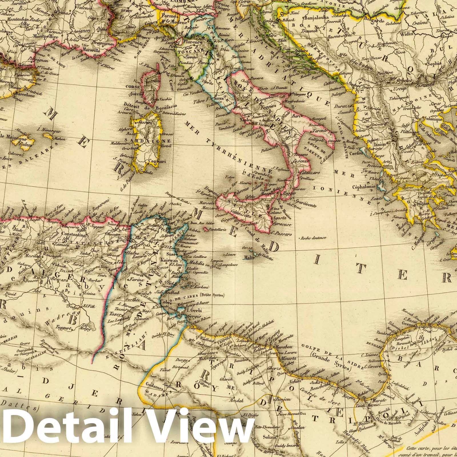 Northern Africa, Mediterranean Region, and Southern Europe, 1828 - Historical Map Print