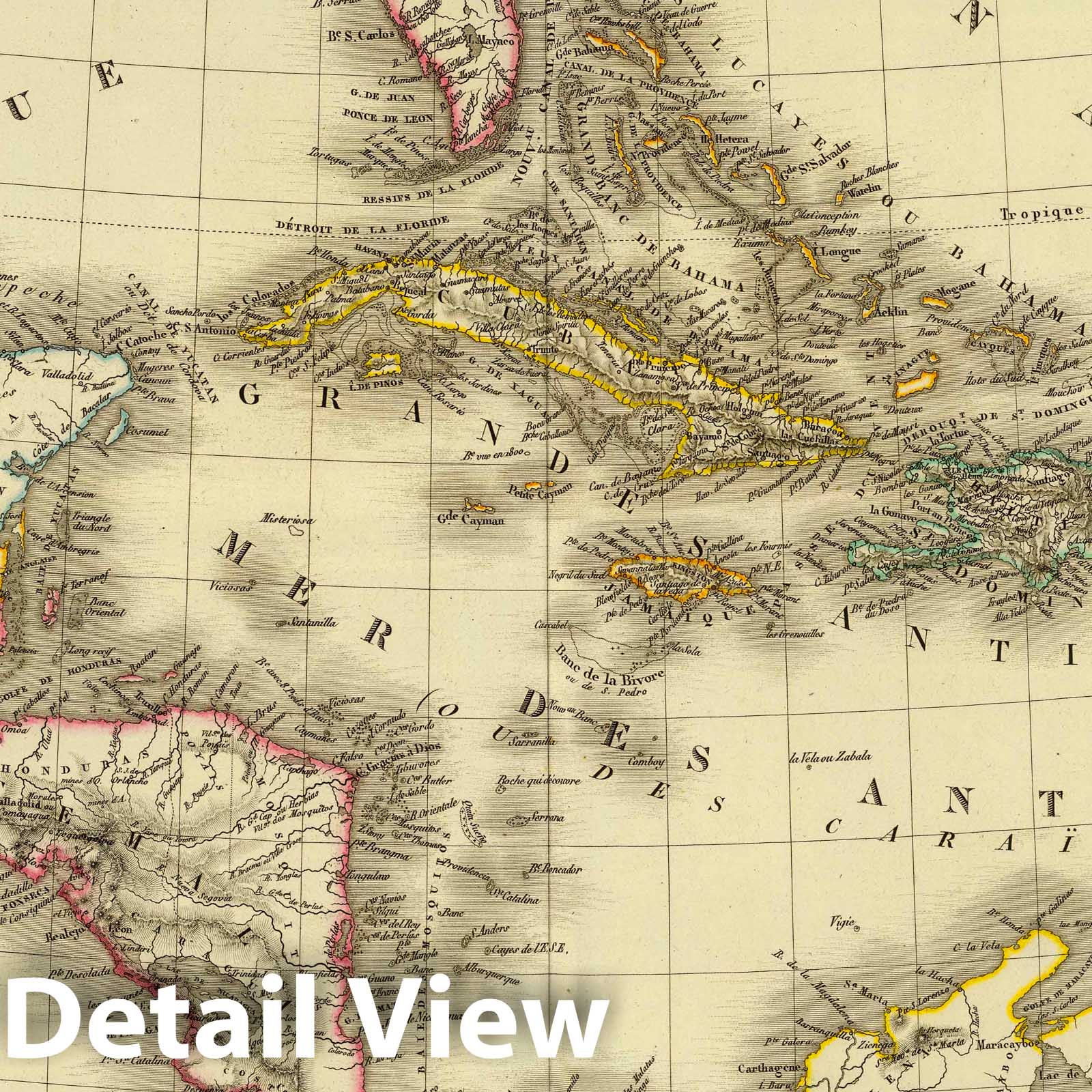 West Indies and Gulf of Mexico, 1827 - Historical Map Print