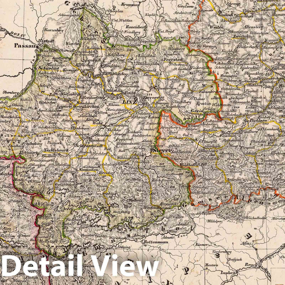 Historic Map : Austria, 1855 Kronlander Oesterreich. , Vintage Wall Art