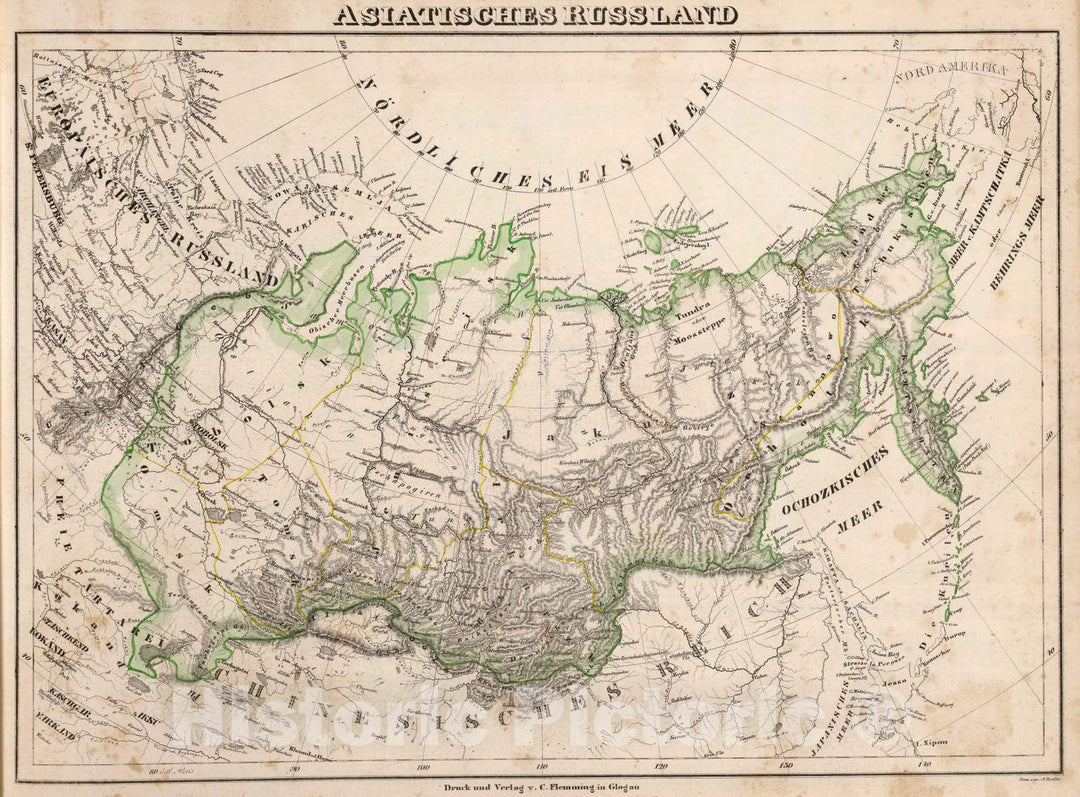 Historic Map : Russia, , Asia 1855 Asiatisches Russland. , Vintage Wall Art