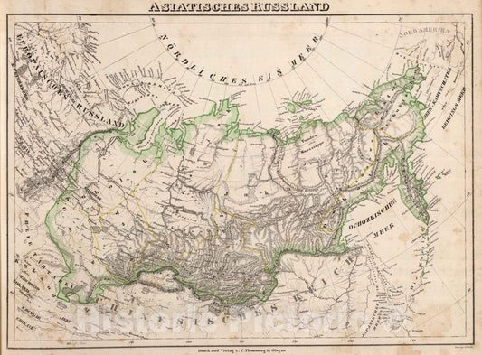 Historic Map : Russia, , Asia 1855 Asiatisches Russland. , Vintage Wall Art