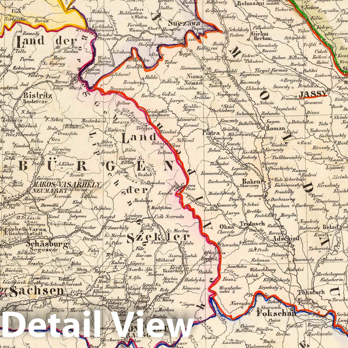 Moldavia, Wallachia, and Transylvania, 1855 - Historical Map Print