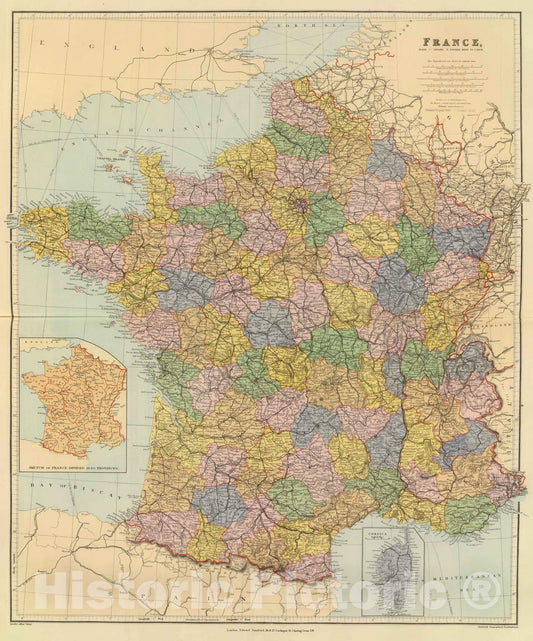 Historic Map : 1901 France. - Vintage Wall Art