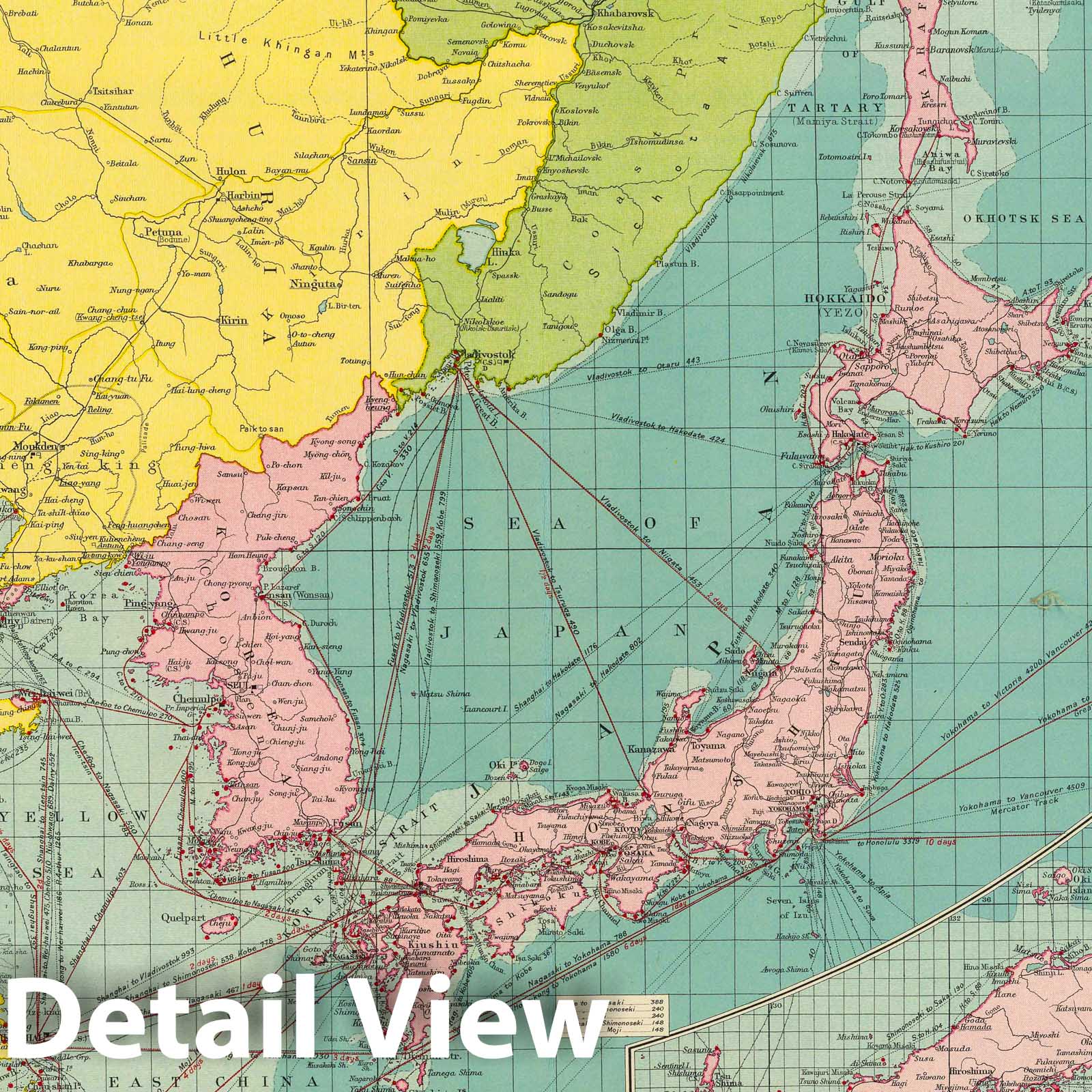 Chinese and Japanese Ports - Nautical Chart, 1922 - Historical Map Print