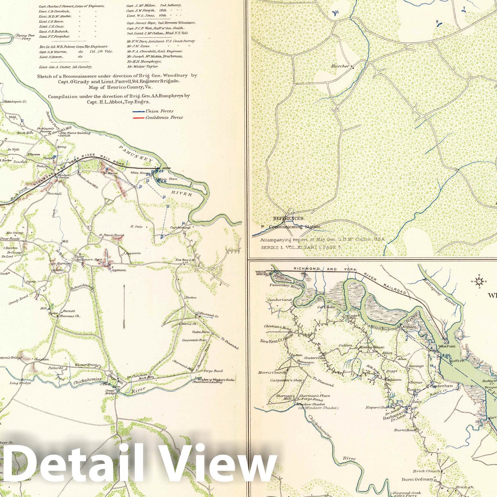 Civil War: Yorktown, Mulberry Island, Virginia - Military Map, 1895