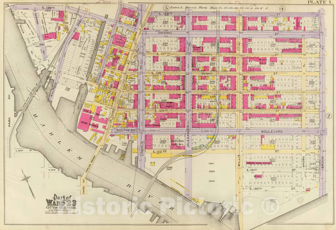 Historic Map : City Atlas - 1893 1, Ward 23. - Vintage Wall Art