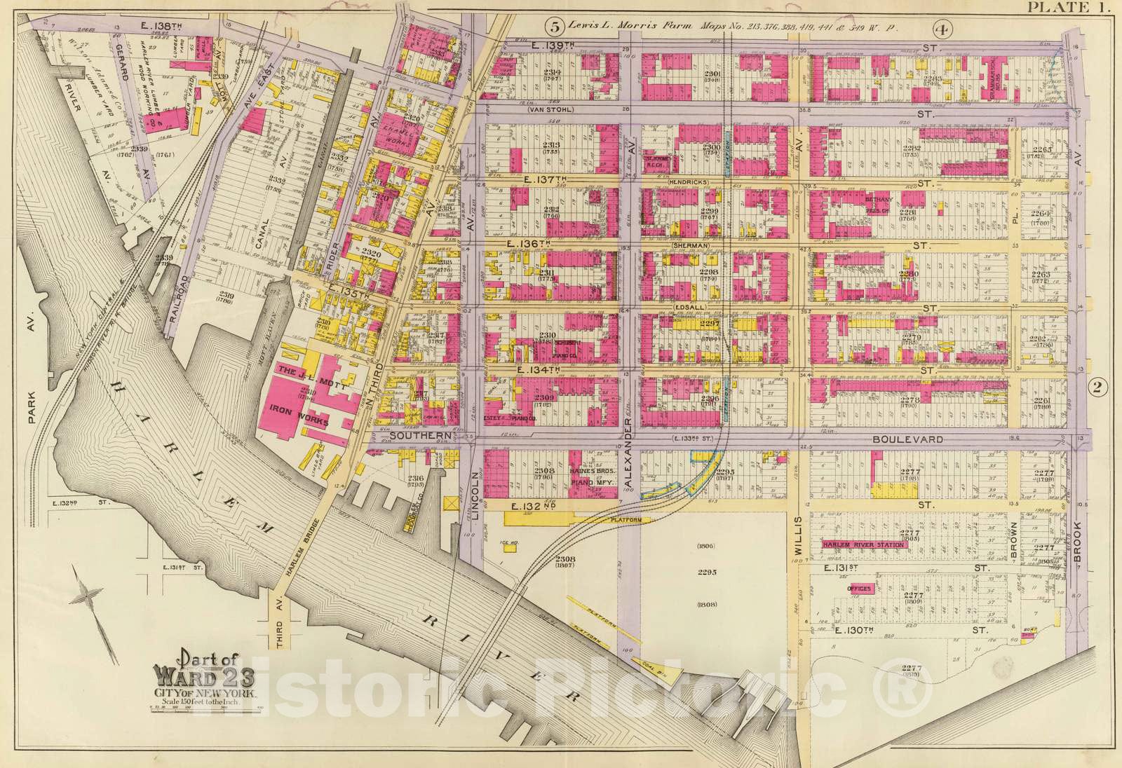 Historic Map : City Atlas - 1893 1, Ward 23. - Vintage Wall Art