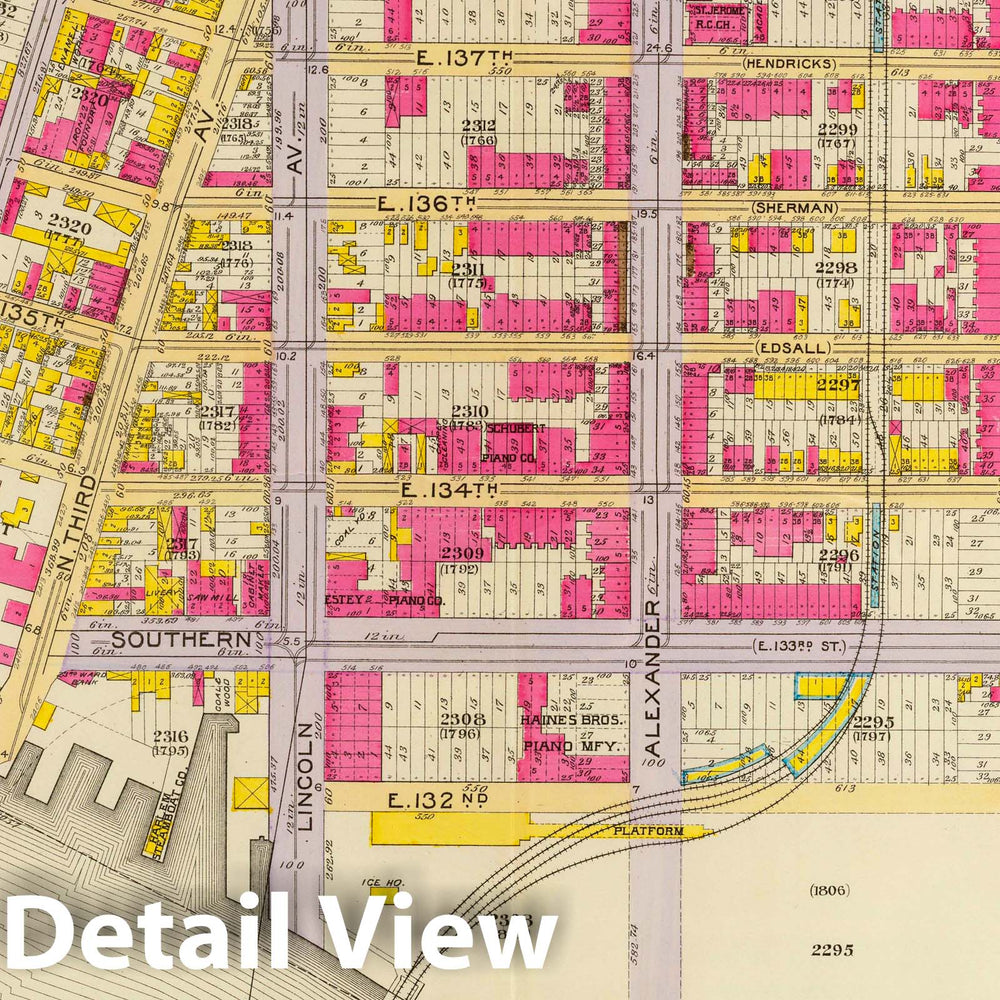 Historic Map : City Atlas - 1893 1, Ward 23. - Vintage Wall Art