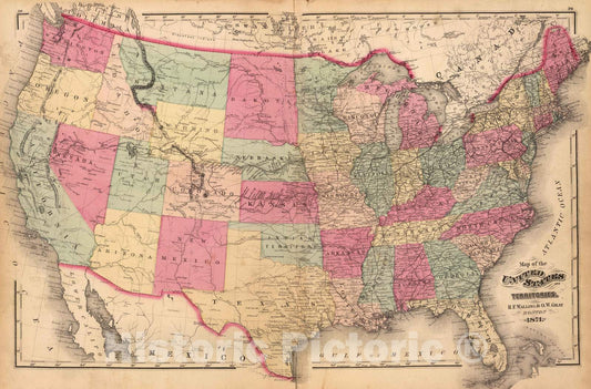 Historic Map : 1871 United States & Territories. - Vintage Wall Art