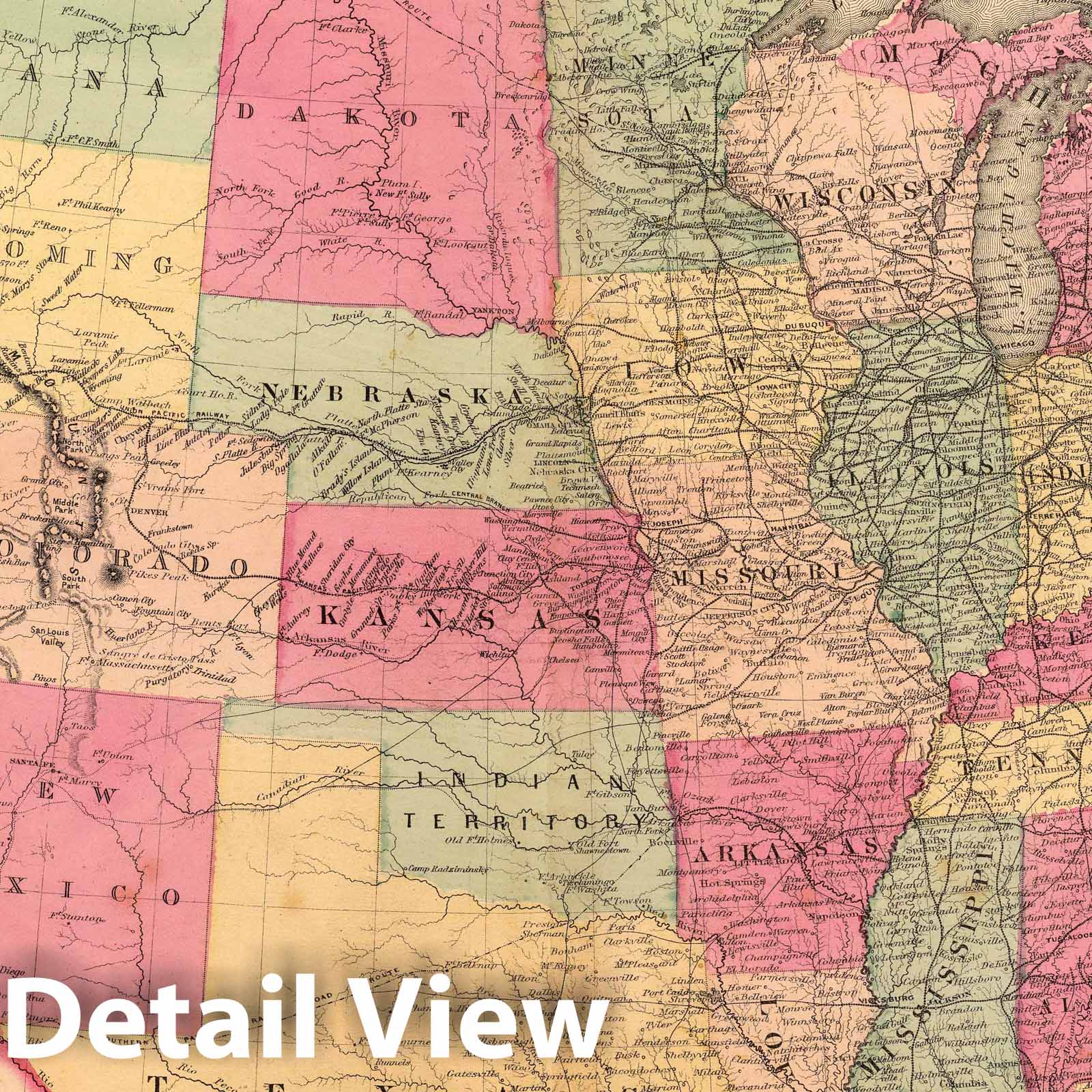 United States and Territories - Railroad Map, 1871 - Historical Map Print