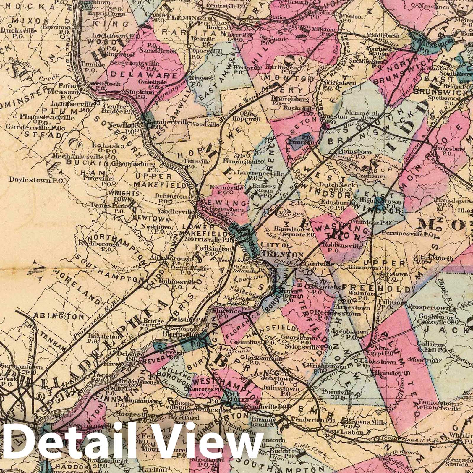 New Jersey - Railroad Map, 1872 - Historical Map Print