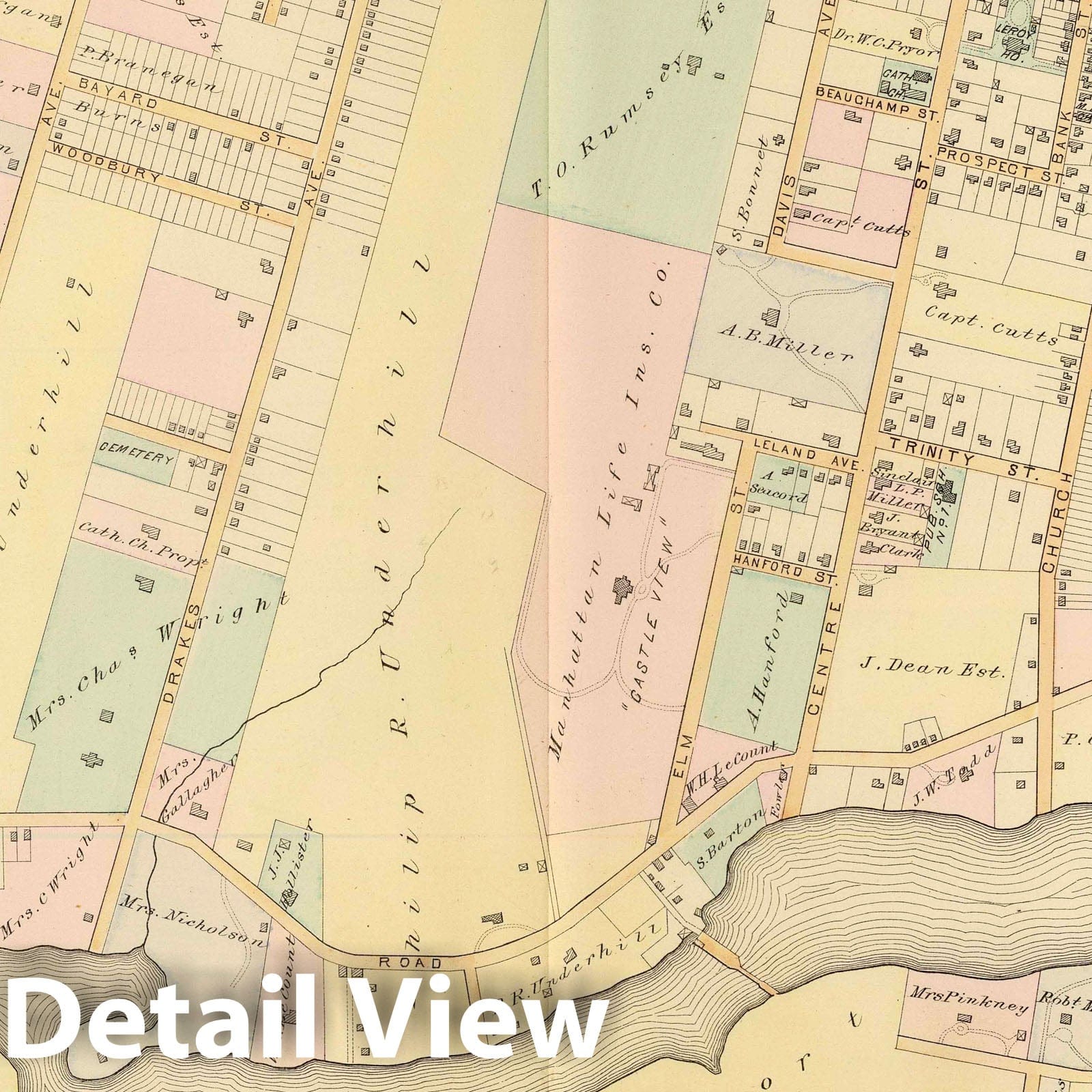 New Rochelle, New York - Railroad Map, 1881 - Historical Atlas Print