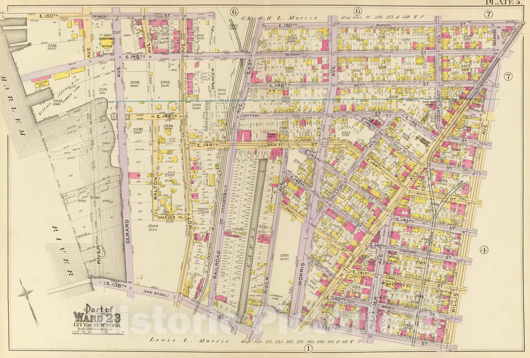 Historic Map : City Atlas - 1893 5, Ward 23. - Vintage Wall Art