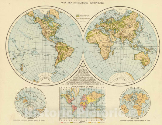 Historic Map : 1895 W, E. Hemispheres. - Vintage Wall Art