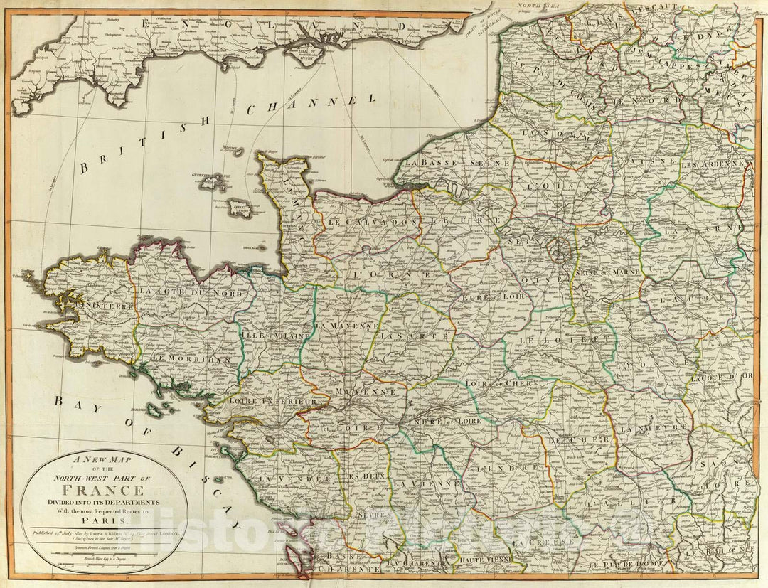 Historic Map : 1802 N.W. France. - Vintage Wall Art