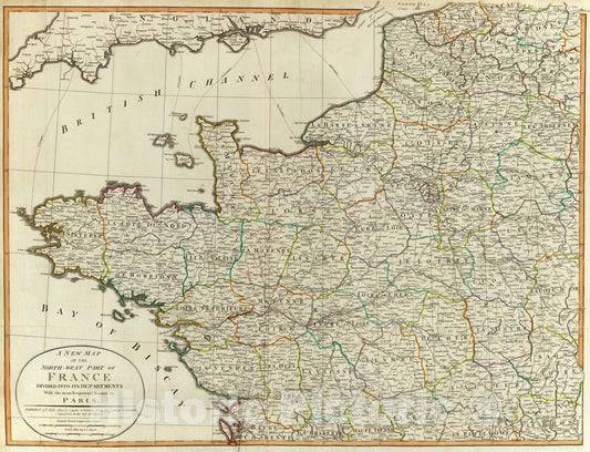 Historic Map : 1802 N.W. France. - Vintage Wall Art