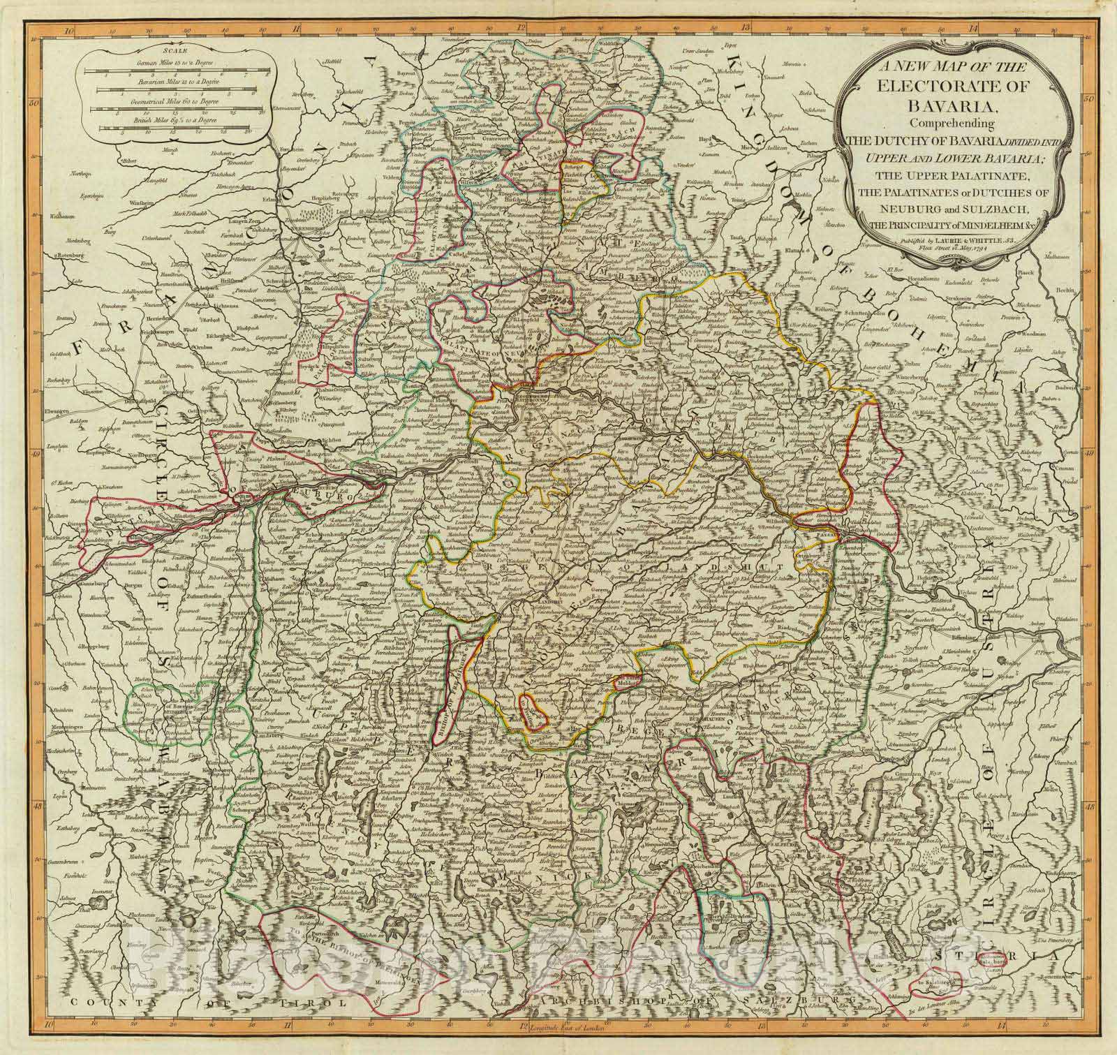 Historic Map : 1794 Bavaria. - Vintage Wall Art