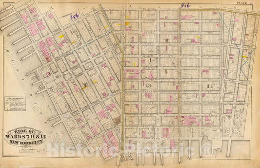 Historic Map : City Atlas - 1879 6. Wards 7, 11, 13. - Vintage Wall Art