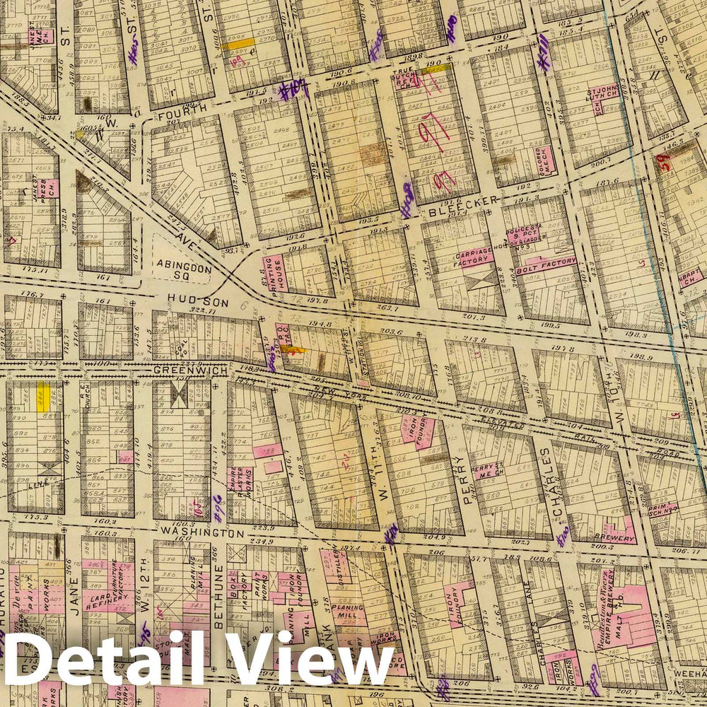 Historic Map : City Atlas - 1879 10. Ward 9. - Vintage Wall Art