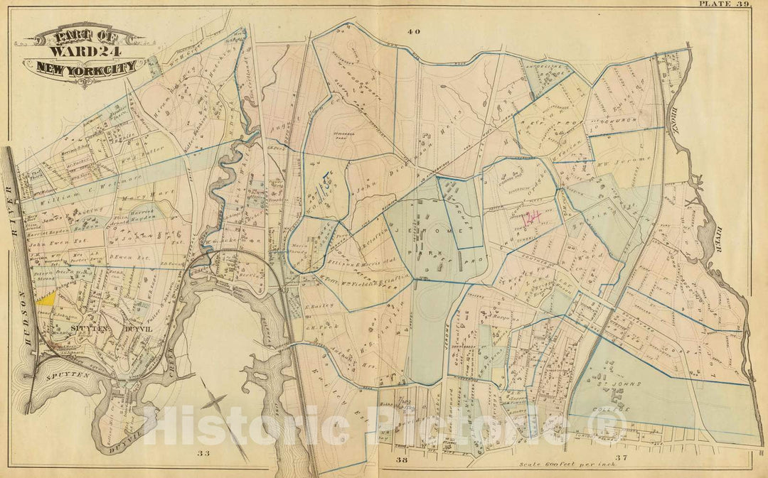 Historic Map : City Atlas - 1879 39. Ward 24. - Vintage Wall Art
