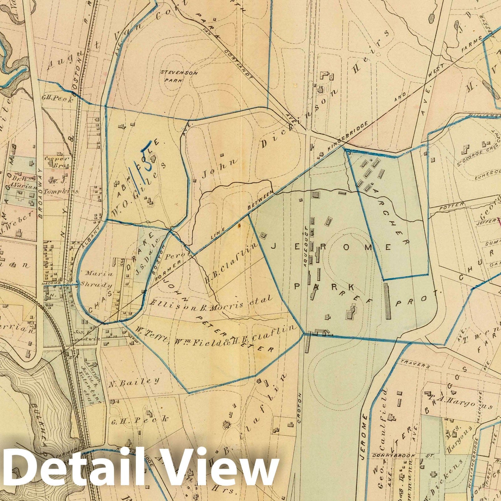 Ward 24, New York City (Bronx) - Railroad Map, 1879 - Historical Map Print
