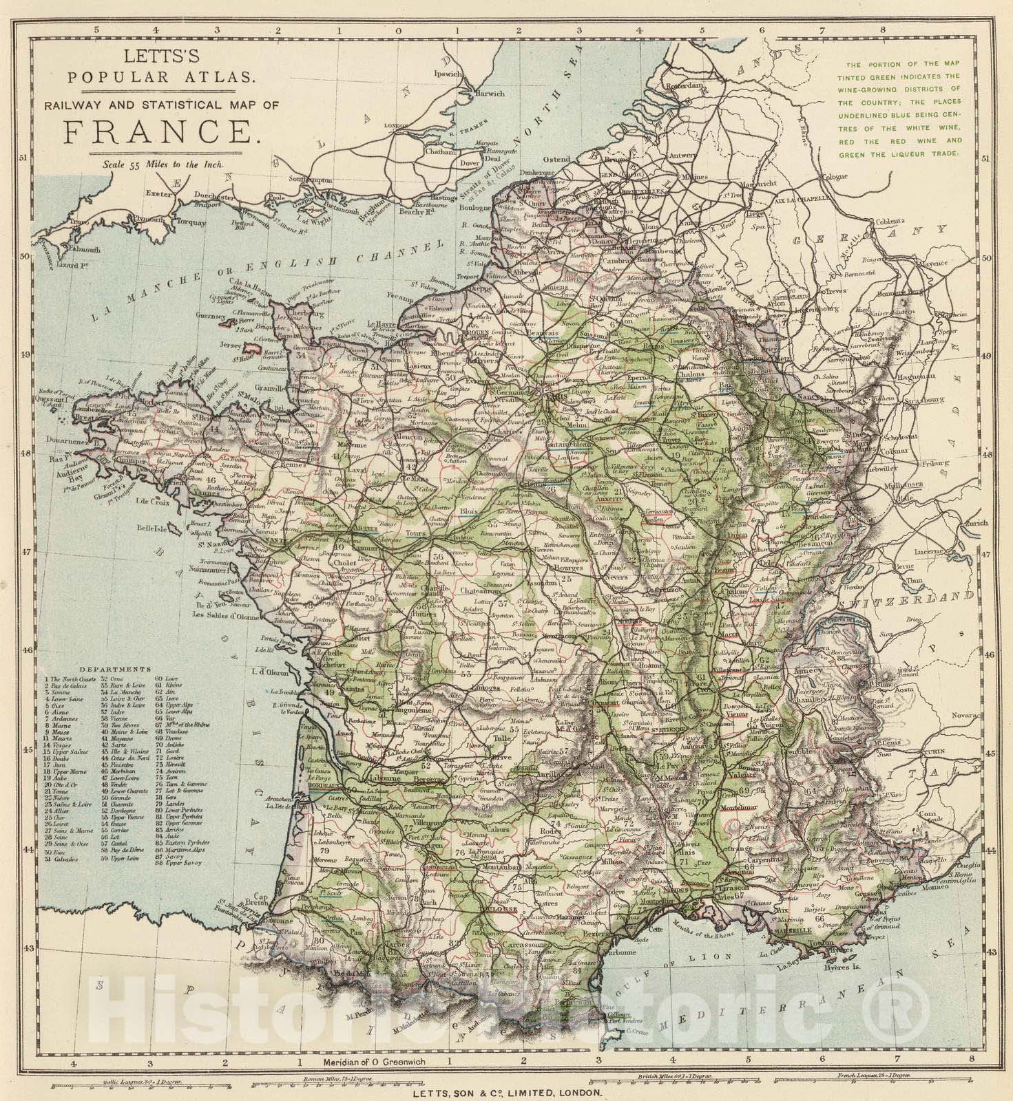 Historic Map - 1883 France. v1 - Vintage Wall Art