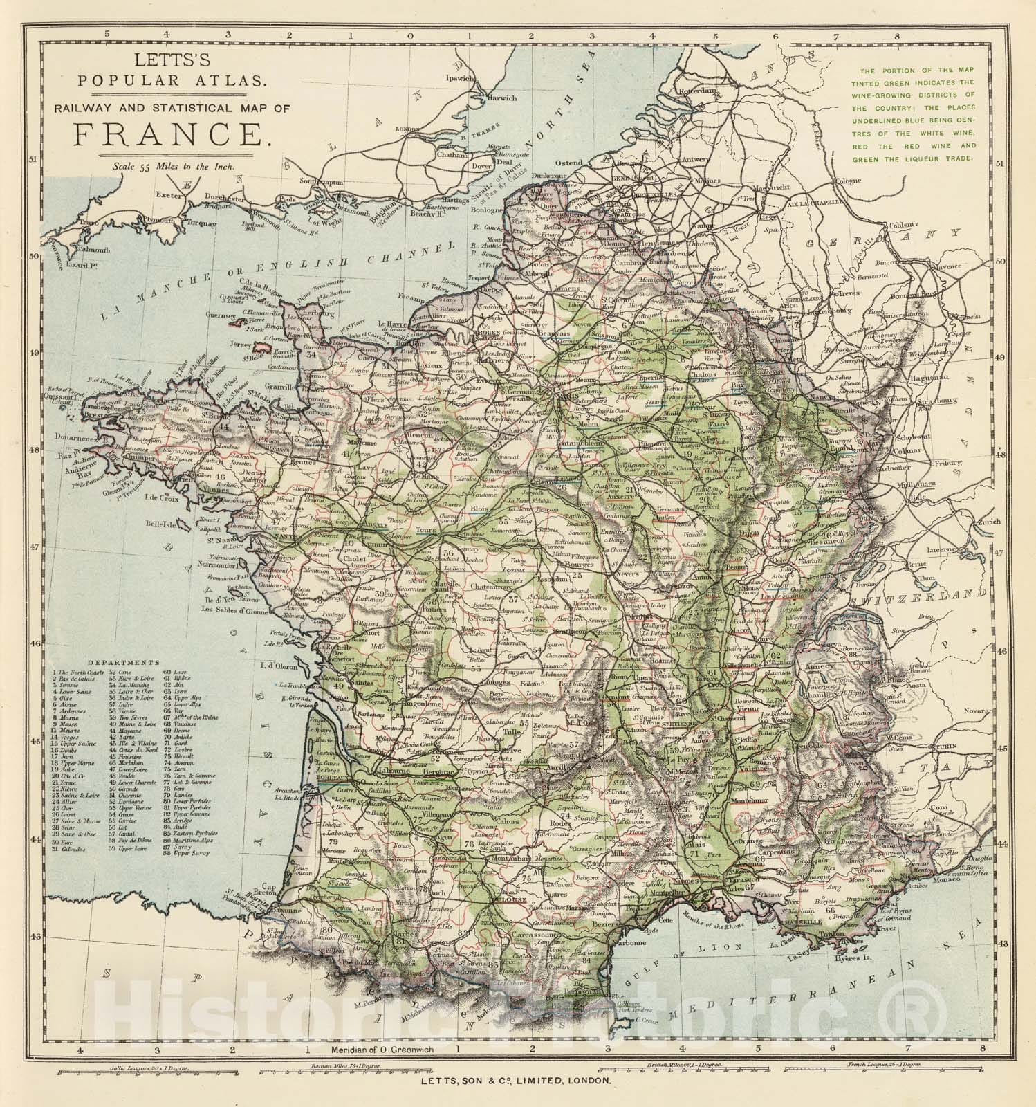 Historic Map - 1883 France. v1 - Vintage Wall Art