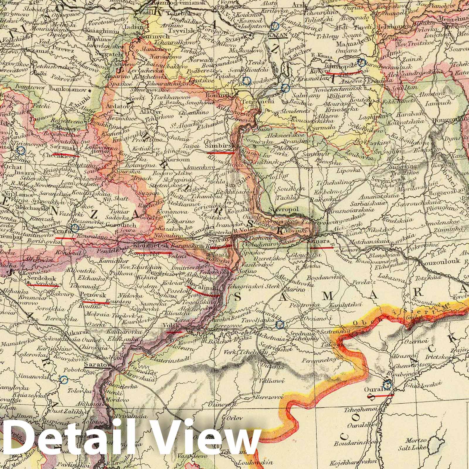 Russia Central - Railroad Map, 1883 - Letts's Popular Atlas