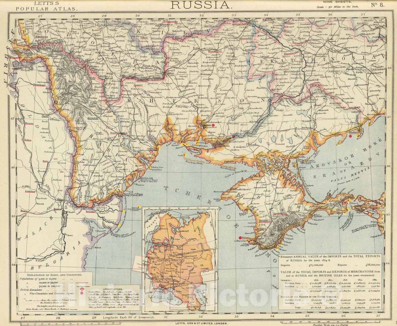 Historic Map : 1883 Russia 8. - Vintage Wall Art