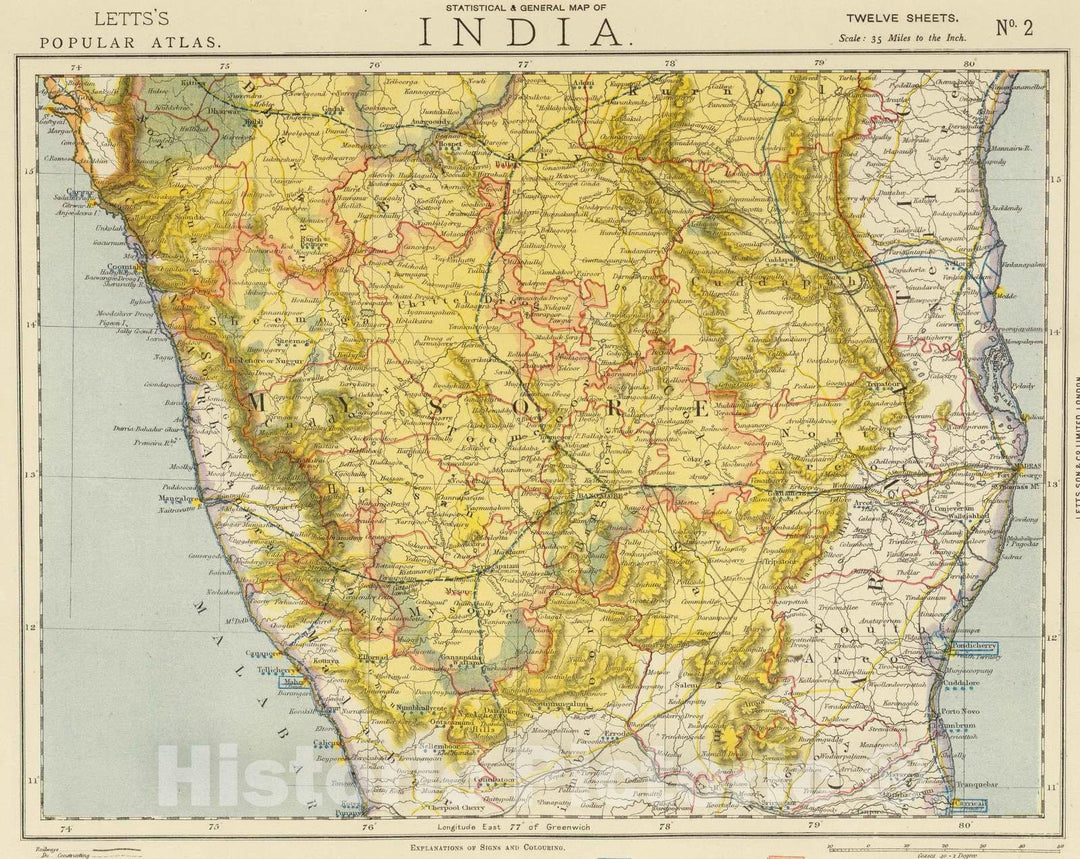Historic Map : 1883 India 2. - Vintage Wall Art