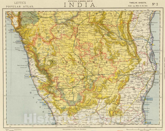 Historic Map : 1883 India 2. - Vintage Wall Art