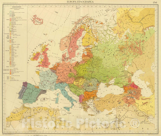 Historic Map : 1929 15-16. Europa etnografica. - Vintage Wall Art