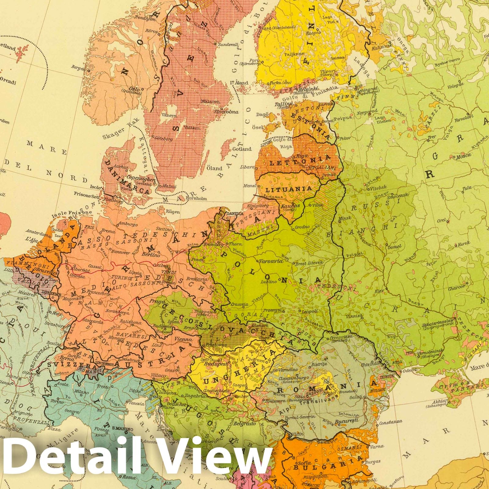 Europe - Thematic Map, 1929 - Historical Map Print