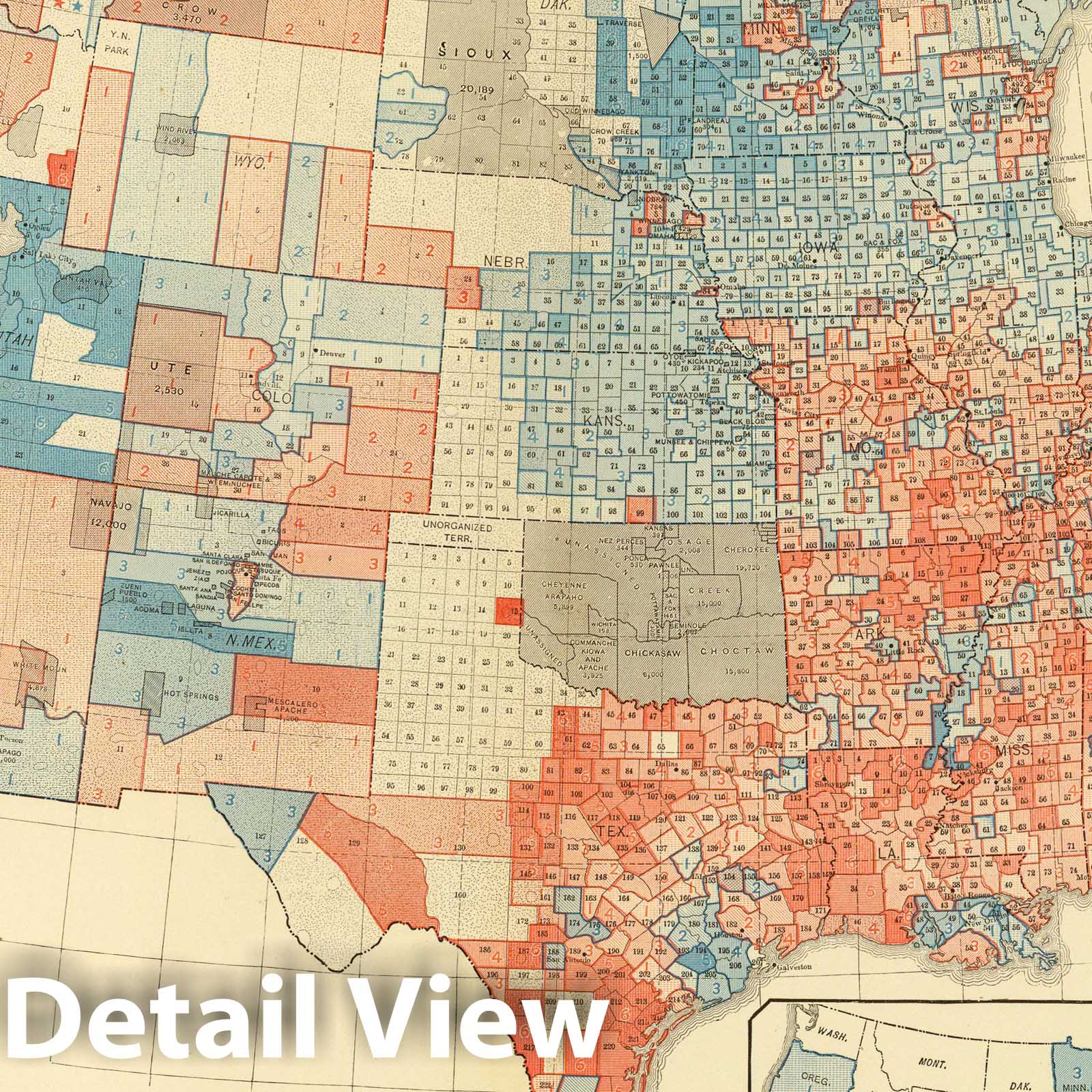 United States - Popular Vote by Counties, 1883 - Historical Map Print