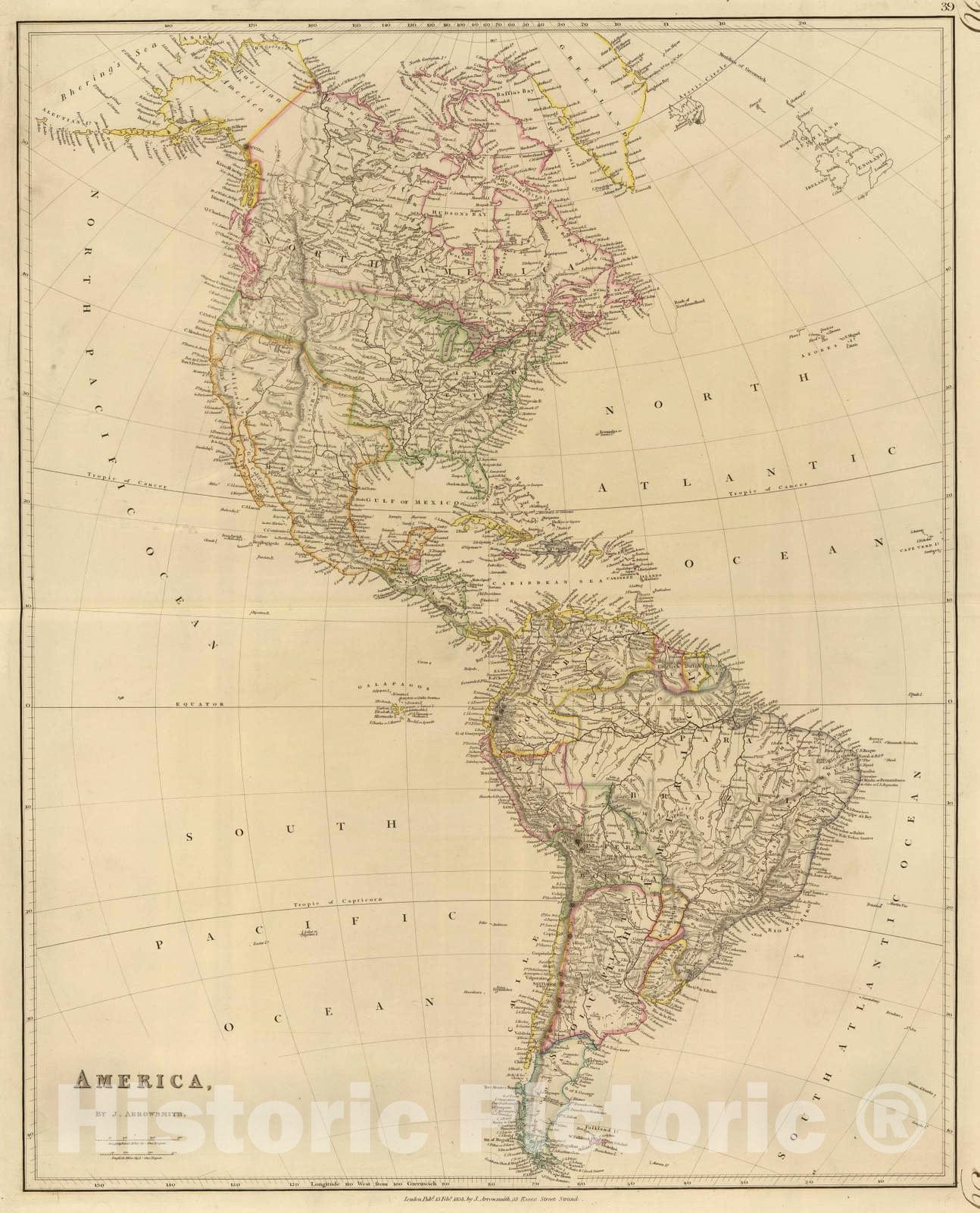 Historic Map : 1835 America. - Vintage Wall Art