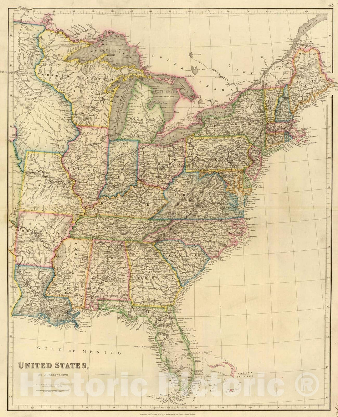 Historic Map : 1834 United States. - Vintage Wall Art