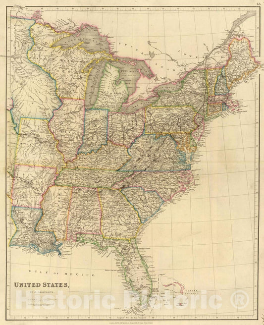 Historic Map : 1834 United States. - Vintage Wall Art