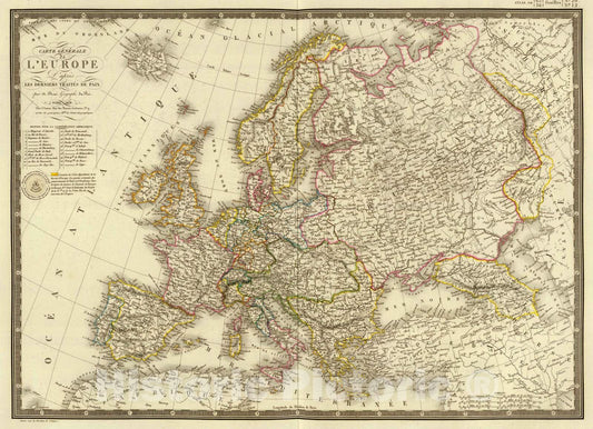Historic Map : 1828 Europe d'apres les derniers traites de Paix. - Vintage Wall Art