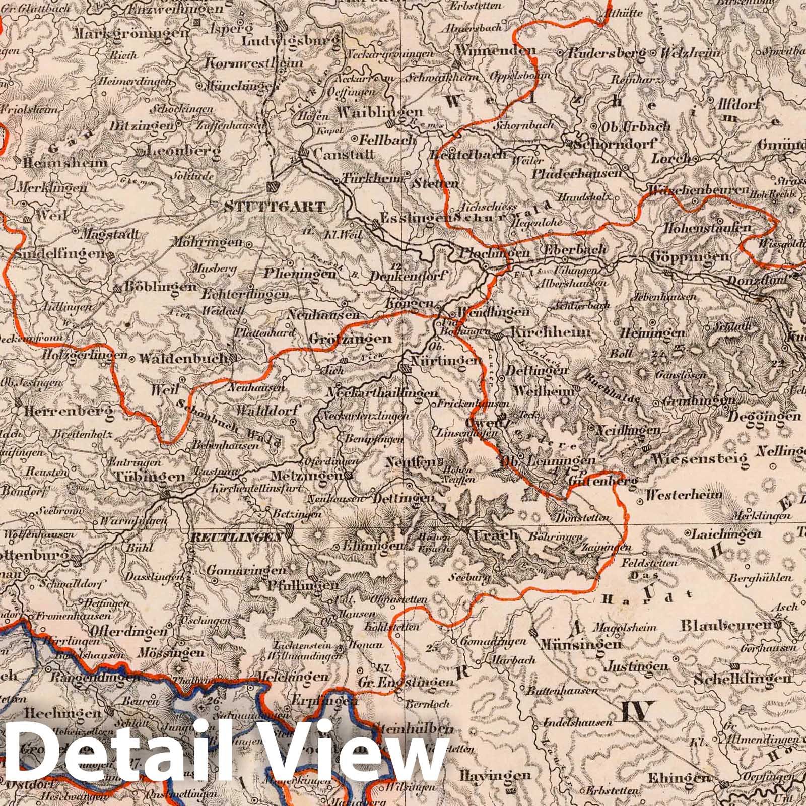 Wurttemberg and Hohenzollern Lands, 1855 - Historical Map Print