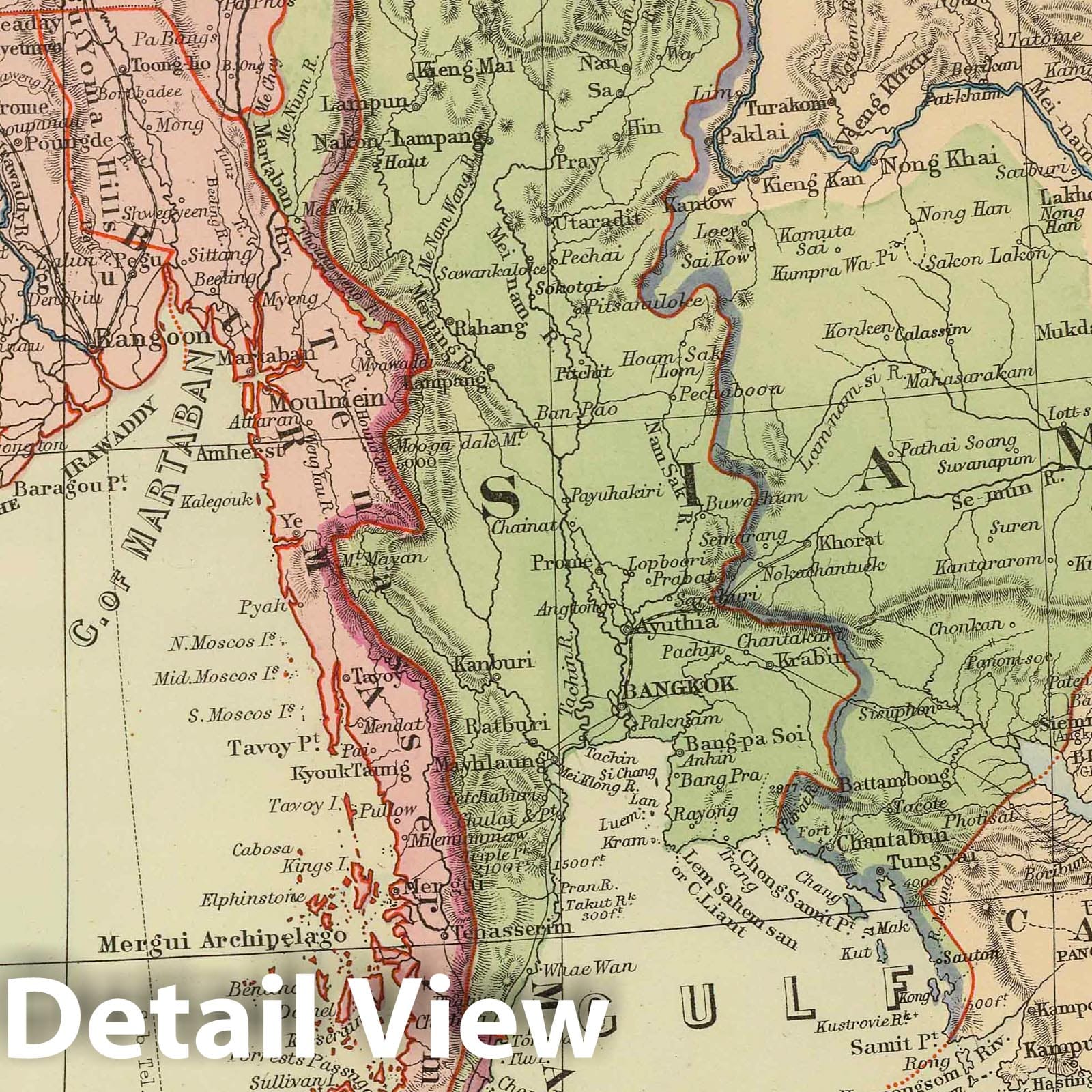 Thailand, Burma, and Vietnam - Railroad Map, 1901 - Stanford's London Atlas