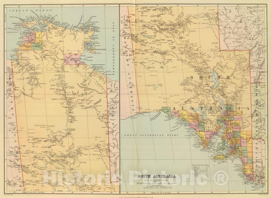 Historic Map : 1901 South Australia. v2 - Vintage Wall Art