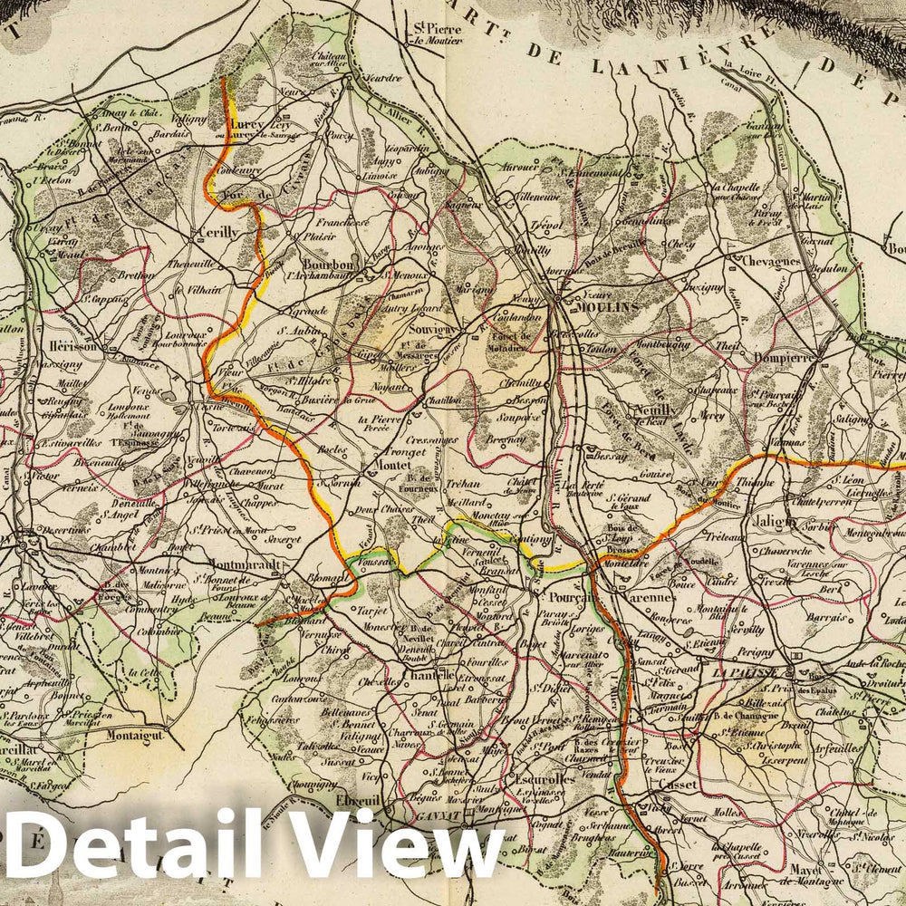Historic Map : France, 1856 Dept. De L'Allier. , Vintage Wall Art