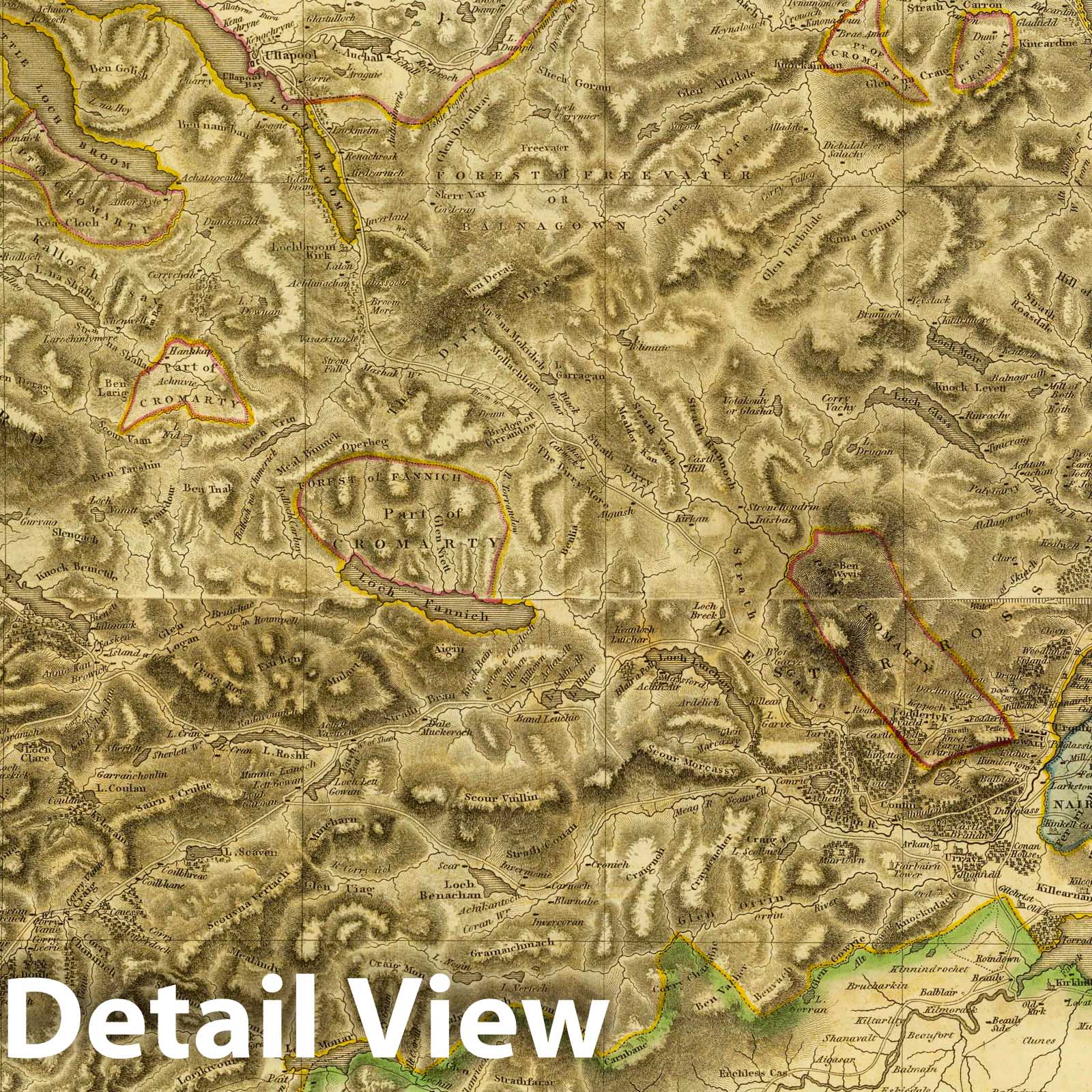 Ross, Cromarty Shires and Lewis, Scotland - Road Map, 1832