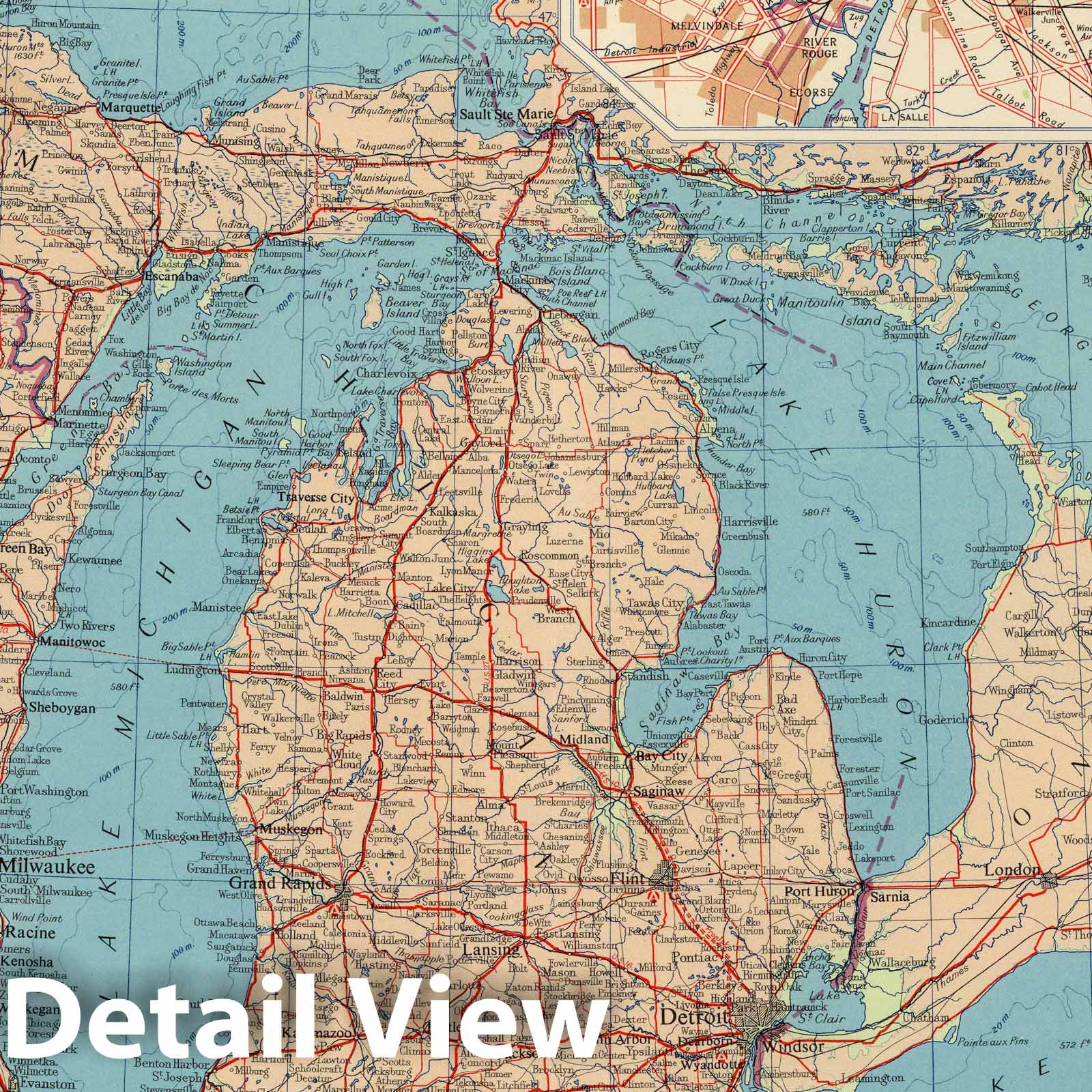 Great Lakes Region Nautical Chart, 1957 - Historical Map Print