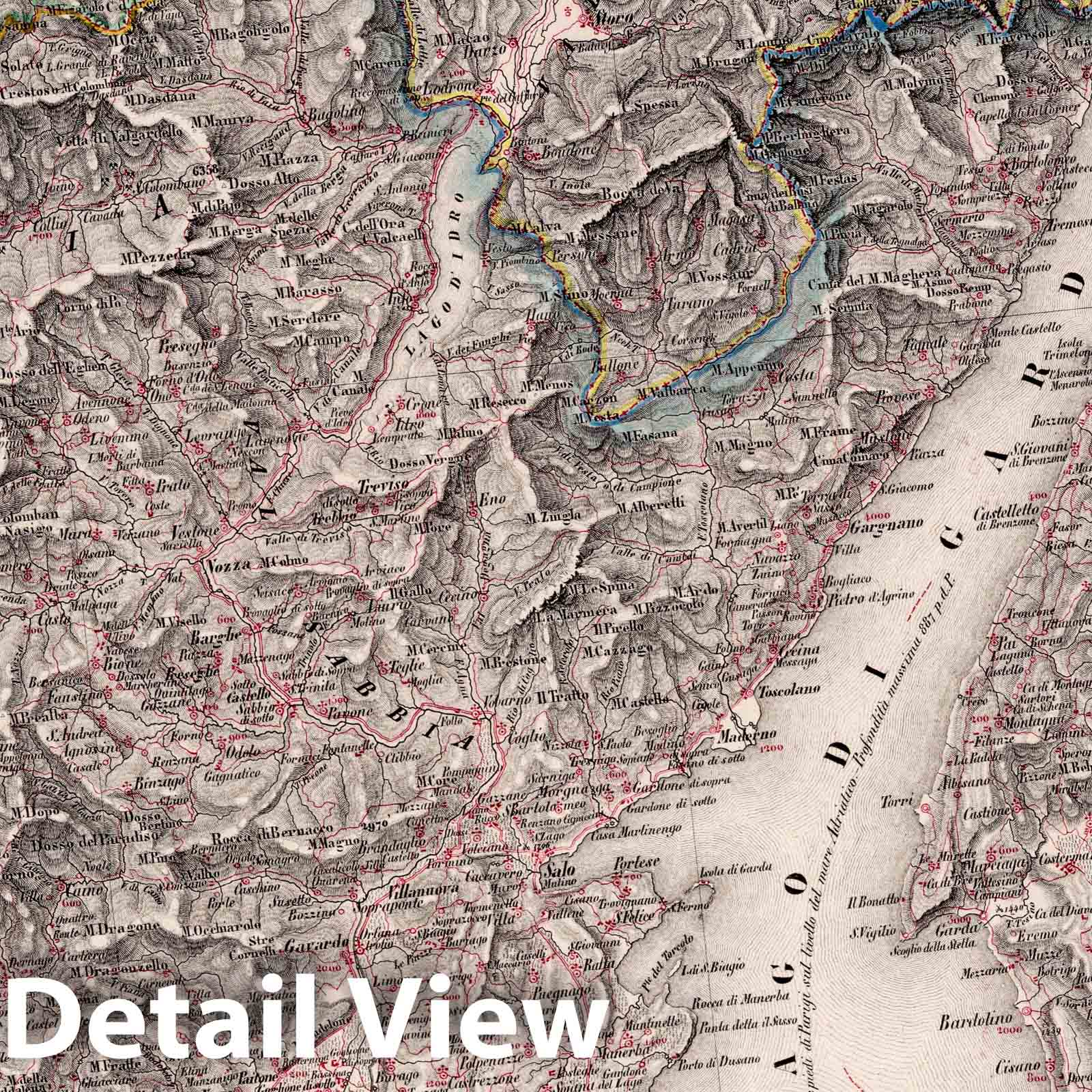 Verona - Road Map, 1835 - Historical Lithographic Map Print