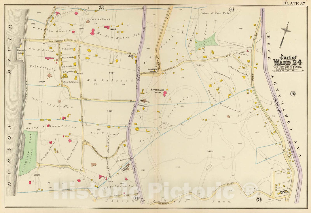 Historic Map : City Atlas - 1893 37 Ward 24. - Vintage Wall Art
