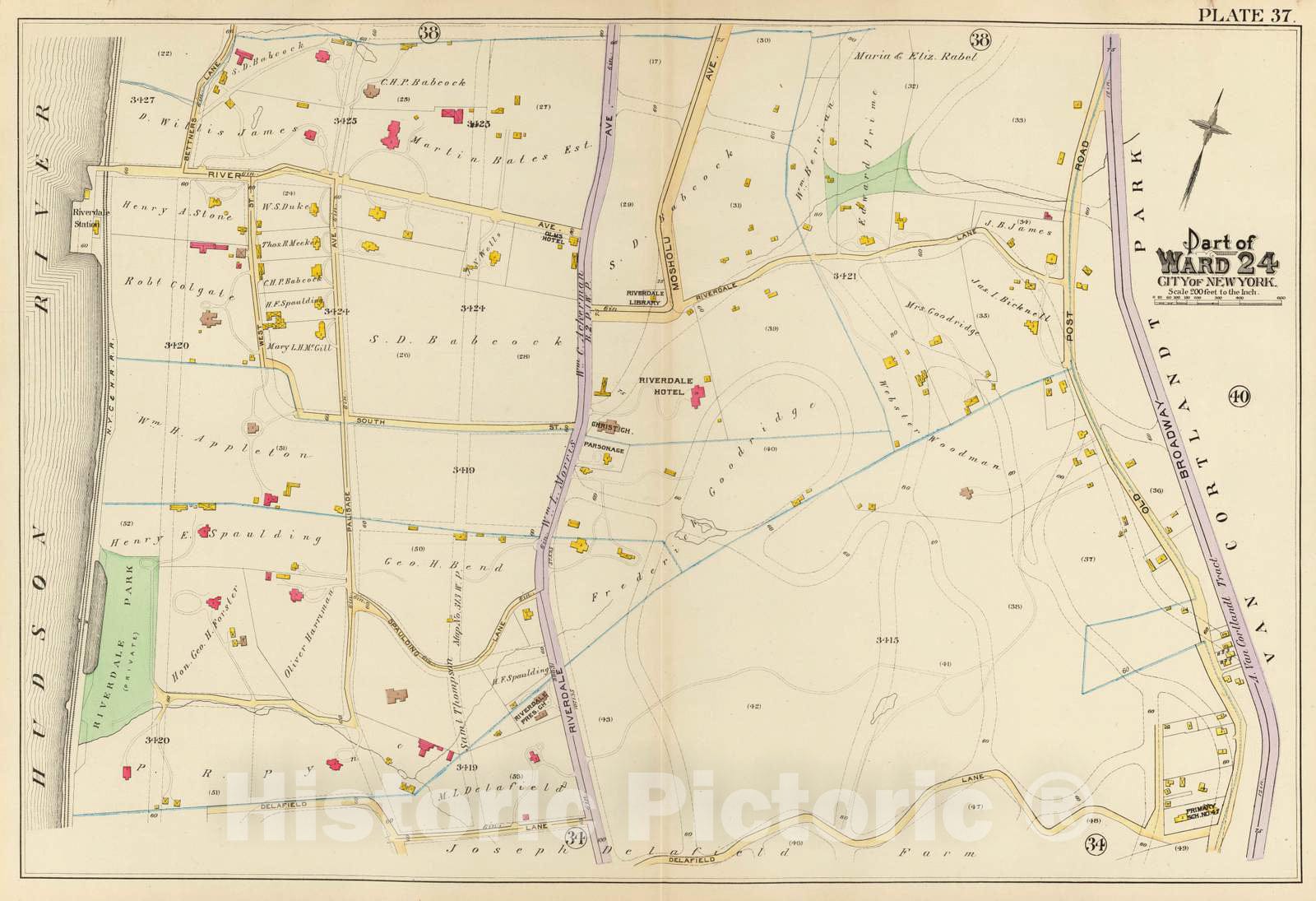 Historic Map : City Atlas - 1893 37 Ward 24. - Vintage Wall Art