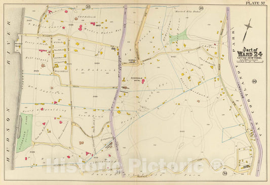 Historic Map : City Atlas - 1893 37 Ward 24. - Vintage Wall Art