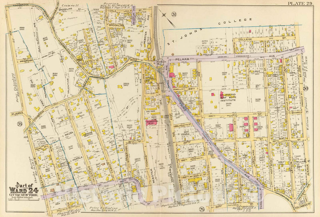 Historic Map : City Atlas - 1893 29, Ward 24. - Vintage Wall Art