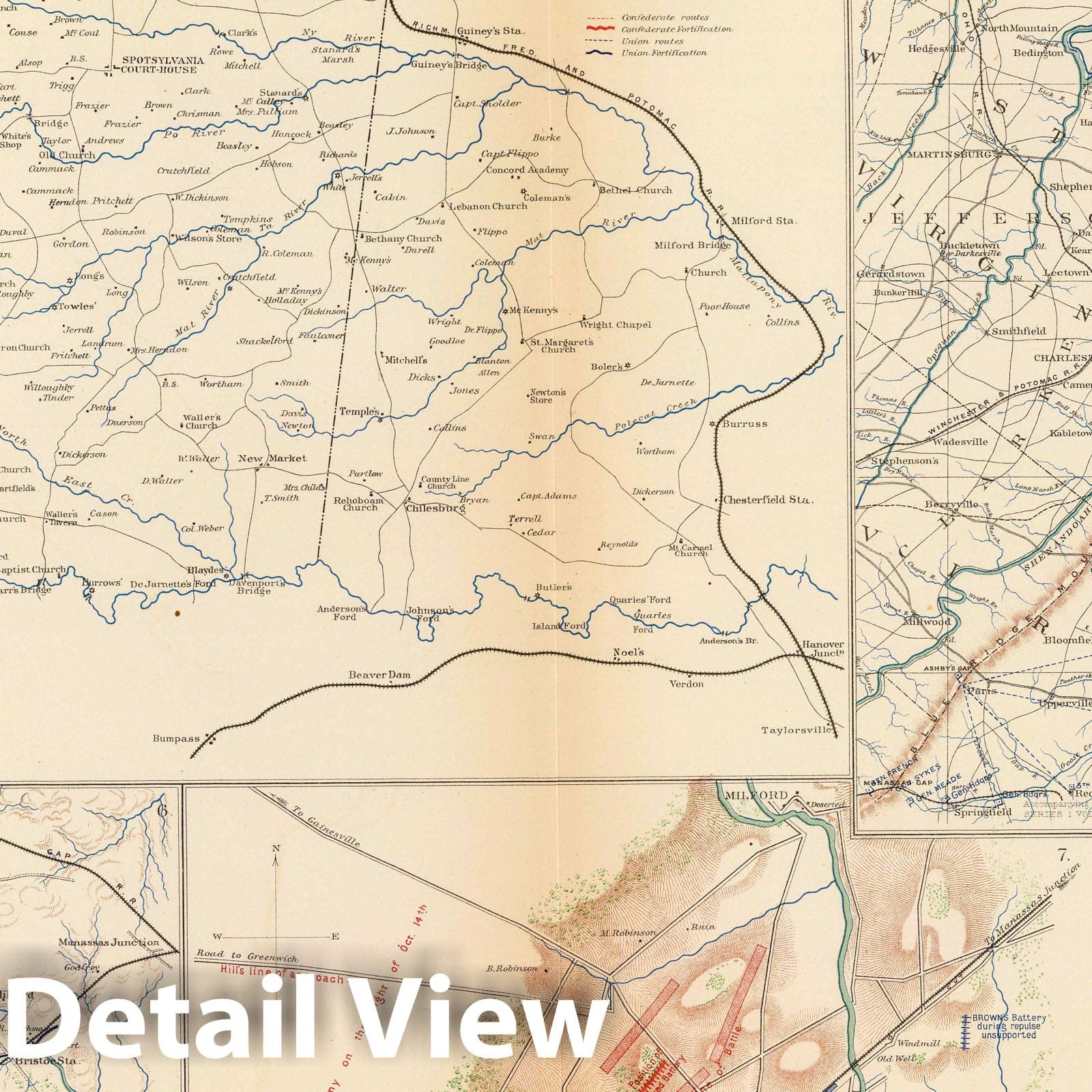 Civil War: Orange County, Bristoe, Missionary Ridge - Military Map, 1895